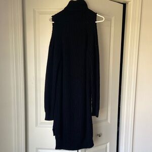 Elegant Black Turtleneck Sweater Dress
